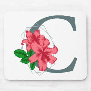 Hoofdletter C bloemenmonogram Muismat