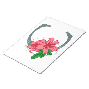 Hoofdletter C bloemenmonogram Notitieblok