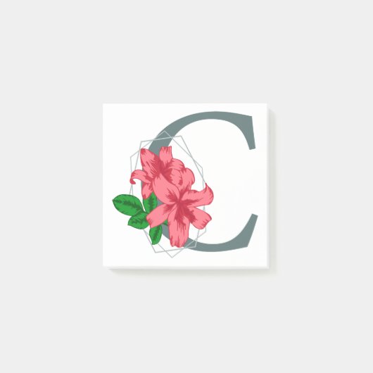 Hoofdletter C bloemenmonogram Post-it® Notes (Voorkant)