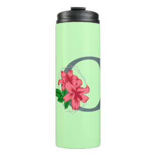 Hoofdletter C bloemenmonogram Thermosbeker