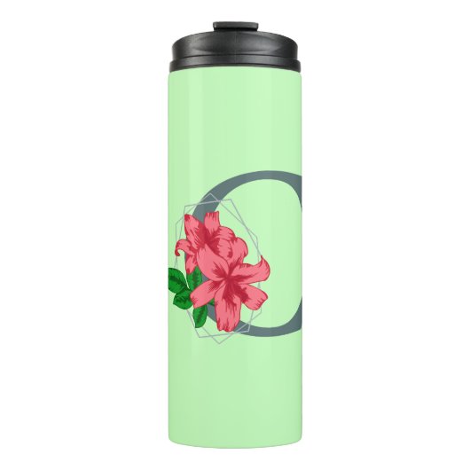 Hoofdletter C bloemenmonogram Thermosbeker (Voorkant)