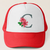 Hoofdletter C bloemenmonogram Trucker Pet (Voorkant)
