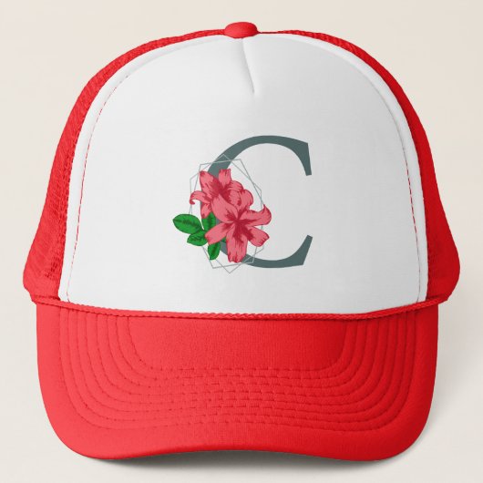 Hoofdletter C bloemenmonogram Trucker Pet (Voorkant)