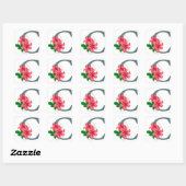 Hoofdletter C bloemenmonogram Vierkante Sticker (Vel)