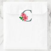 Hoofdletter C bloemenmonogram Vierkante Sticker (Tas)