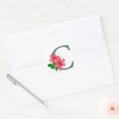 Hoofdletter C bloemenmonogram Vierkante Sticker (Envelop)
