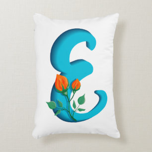 Hoofdletter E bloemenmonogram Accent Kussen