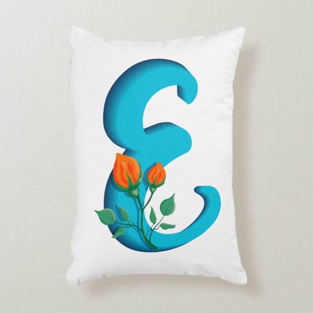 Hoofdletter E bloemenmonogram Accent Kussen (Voorkant(Verticaal))