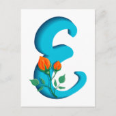 Hoofdletter E bloemenmonogram Briefkaart (Voorkant)