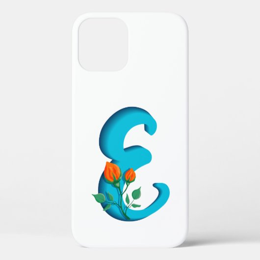 Hoofdletter E bloemenmonogram Case-Mate iPhone Case (Achterkant)