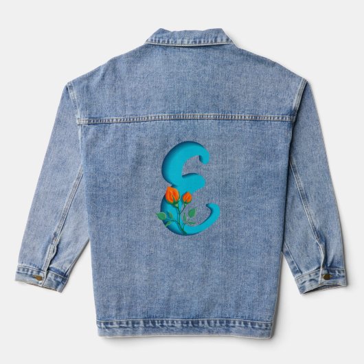Hoofdletter E bloemenmonogram Denim Jacket (Achterkant)