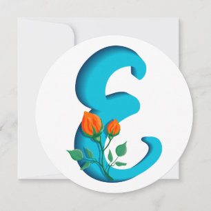 Hoofdletter E bloemenmonogram Feestdagenkaart
