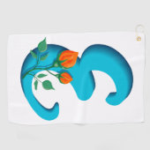 Hoofdletter E bloemenmonogram Golfhanddoek (Horizontaal)