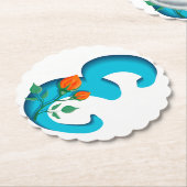 Hoofdletter E bloemenmonogram Kartonnen Onderzetters (Gekanteld)