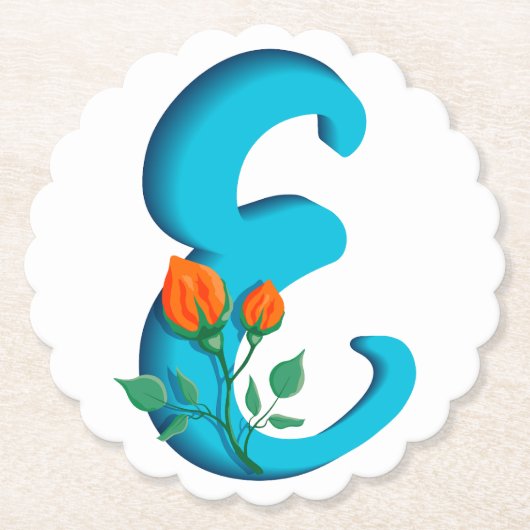 Hoofdletter E bloemenmonogram Kartonnen Onderzetters (Voorkant)