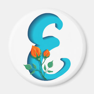 Hoofdletter E bloemenmonogram Magneet