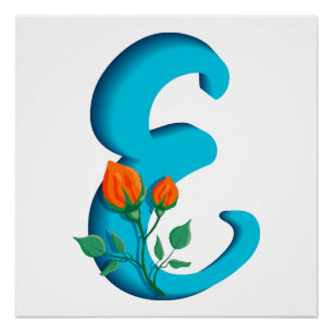 Hoofdletter E bloemenmonogram Perfect Poster