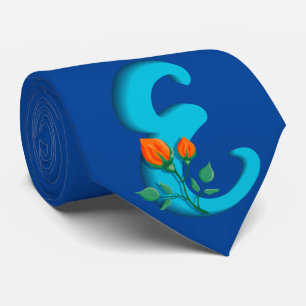 Hoofdletter E bloemenmonogram Stropdas