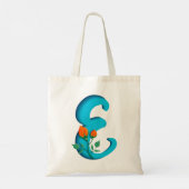 Hoofdletter E bloemenmonogram Tote Bag (Achterkant)