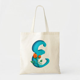 Hoofdletter E bloemenmonogram Tote Bag