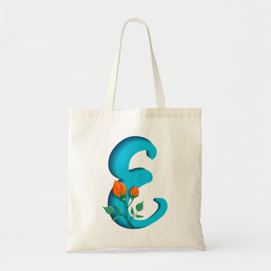 Hoofdletter E bloemenmonogram Tote Bag (Voorkant)