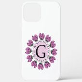 Hoofdletter G bloemenmonogram Case-Mate iPhone Case (Achterkant)