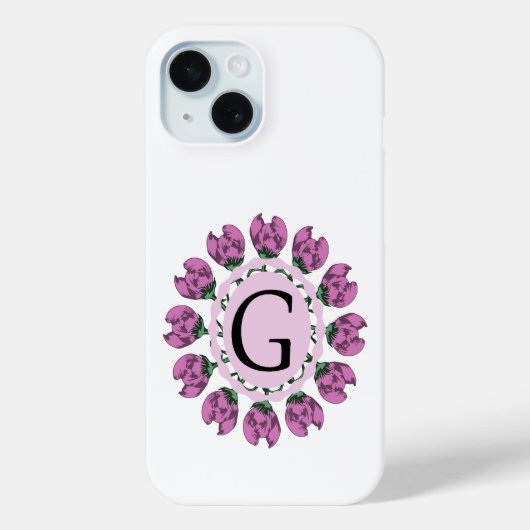 Hoofdletter G bloemenmonogram Case-Mate iPhone Case (Achterkant)