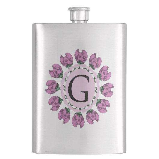 Hoofdletter G bloemenmonogram Flacon (Voorkant)