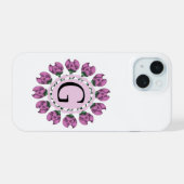 Hoofdletter G bloemenmonogram iPhone 15 Case (Achterkant horizontaal)