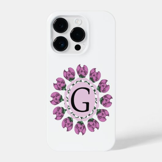 Hoofdletter G bloemenmonogram iPhone Hoesje (Achterkant)