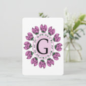 Hoofdletter G bloemenmonogram Kaart (Staand voorkant)