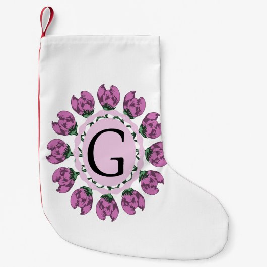 Hoofdletter G bloemenmonogram Kleine Kerstsok (Voorkant)