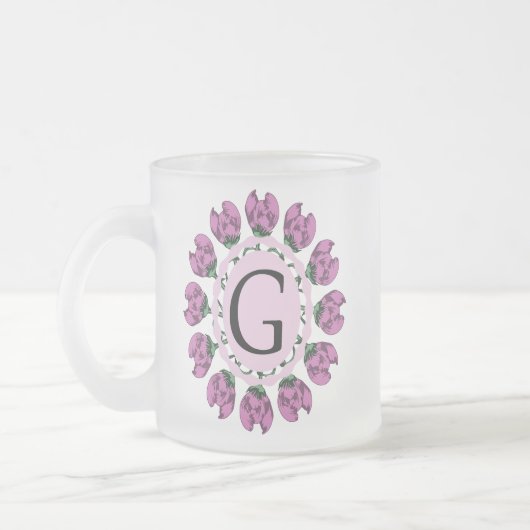 Hoofdletter G bloemenmonogram Matglas Koffiemok (Links)