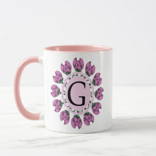 Hoofdletter G bloemenmonogram Mok