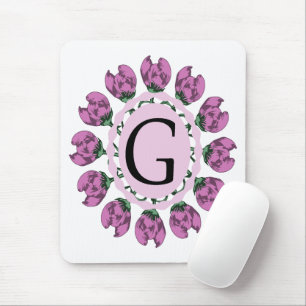 Hoofdletter G bloemenmonogram Muismat