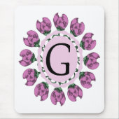 Hoofdletter G bloemenmonogram Muismat (Voorkant)