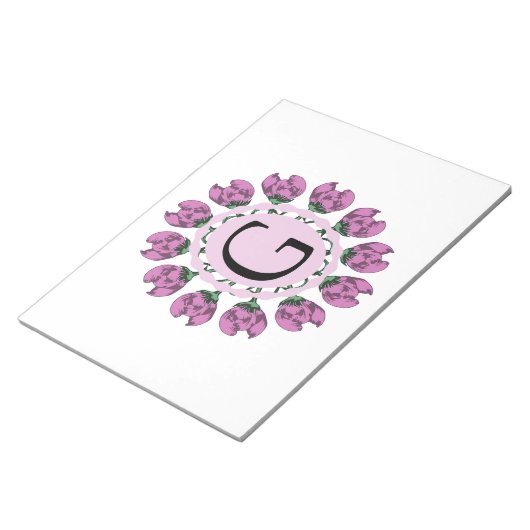 Hoofdletter G bloemenmonogram Notitieblok (Schuin)