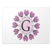 Hoofdletter G bloemenmonogram Notitieblok (Voorkant)