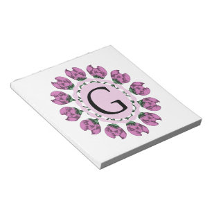 Hoofdletter G bloemenmonogram Notitieblok