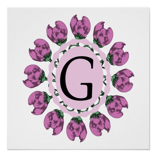 Hoofdletter G bloemenmonogram Perfect Poster (Voorkant)