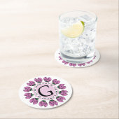 Hoofdletter G bloemenmonogram Ronde Kartonnen Onderzetter (Insitu)