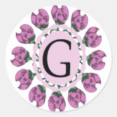 Hoofdletter G bloemenmonogram Ronde Sticker (Voorkant)