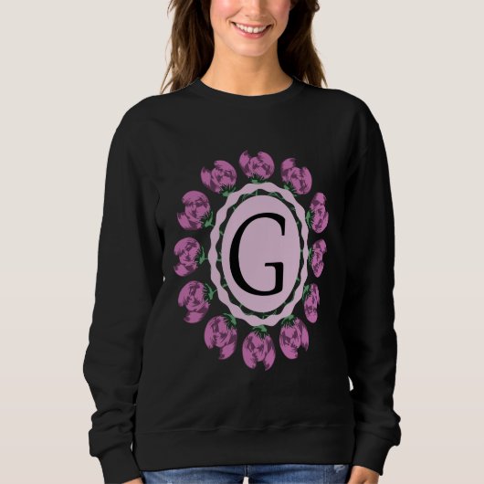 Hoofdletter G bloemenmonogram Trui (Voorkant)