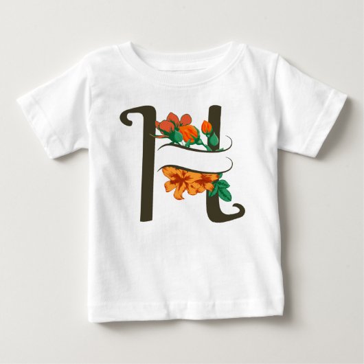 Hoofdletter H bloemenmonogram (Voorkant)