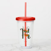 Hoofdletter H bloemenmonogram Acryl Drinkbeker (Voorkant)