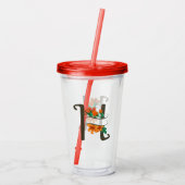 Hoofdletter H bloemenmonogram Acryl Drinkbeker (Achterkant)