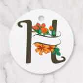 Hoofdletter H bloemenmonogram Bedankjes Labels (Achterkant)
