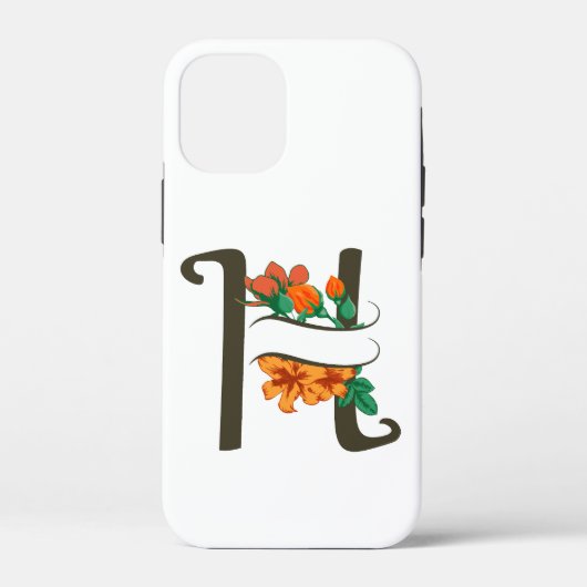 Hoofdletter H bloemenmonogram Case-Mate iPhone Case (Achterkant)