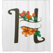 Hoofdletter H bloemenmonogram Douchegordijn (Voorkant)