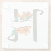 Hoofdletter H bloemenmonogram Glazen Onderzetter (Achterkant)